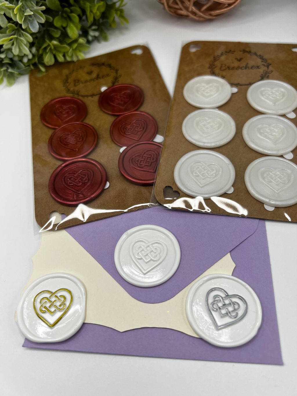 Celtic Heart Wax Seals: Irish Wedding Stickers, Set of 12