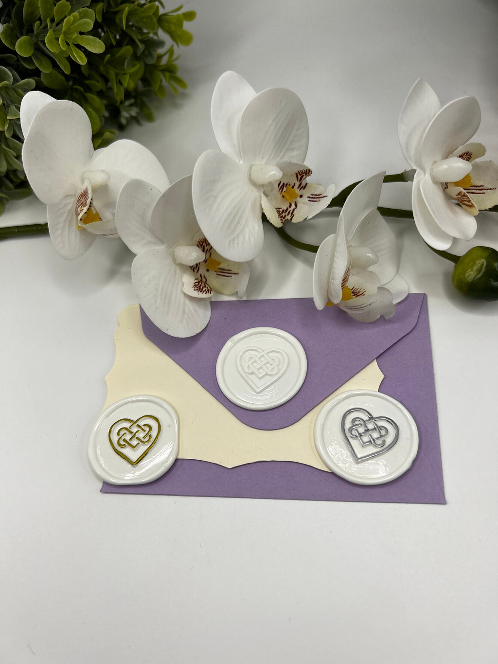 Celtic Heart Wax Seals: Irish Wedding Stickers, Set of 12