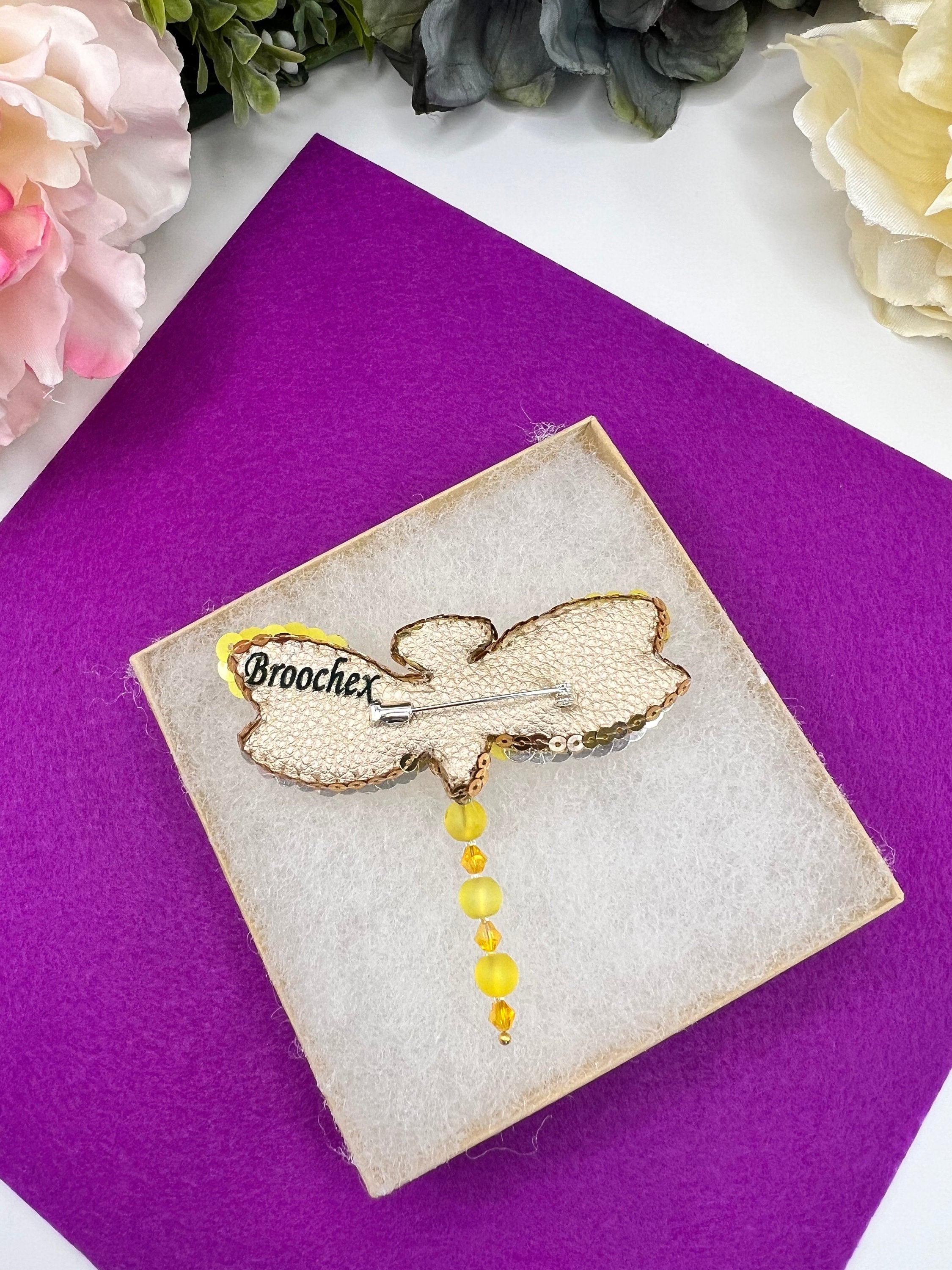 Beaded Dragonfly Pin: Miyuki Beads, Sequins, Crystals