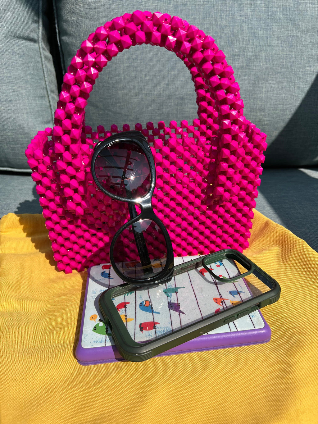 Acrylic Beaded Handwoven Handbag: Medium Summer Bag