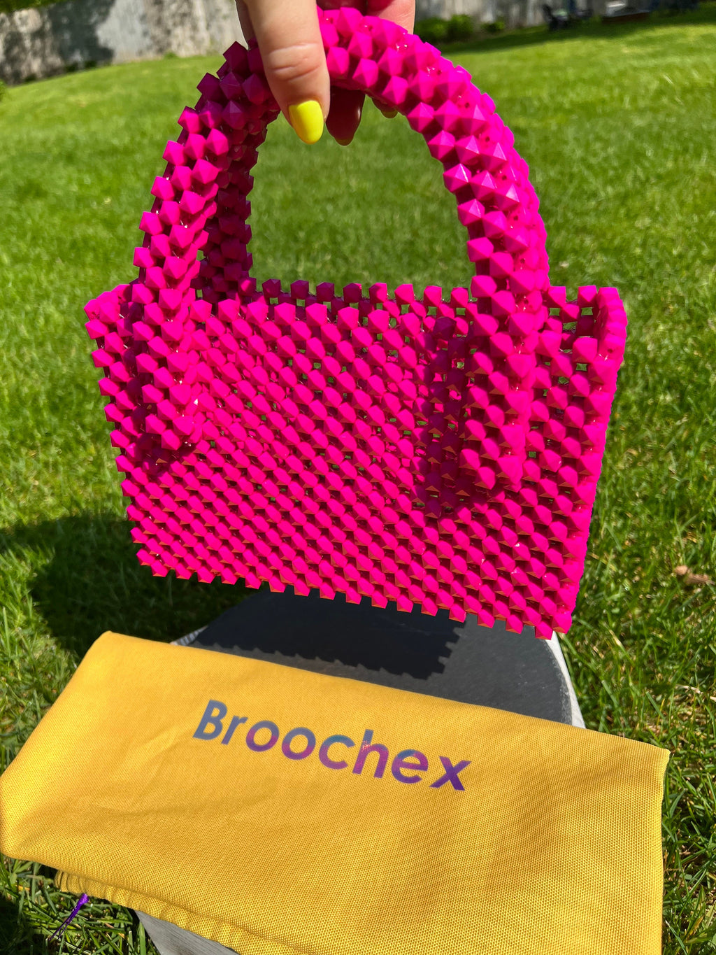 Acrylic Beaded Handwoven Handbag: Medium Summer Bag
