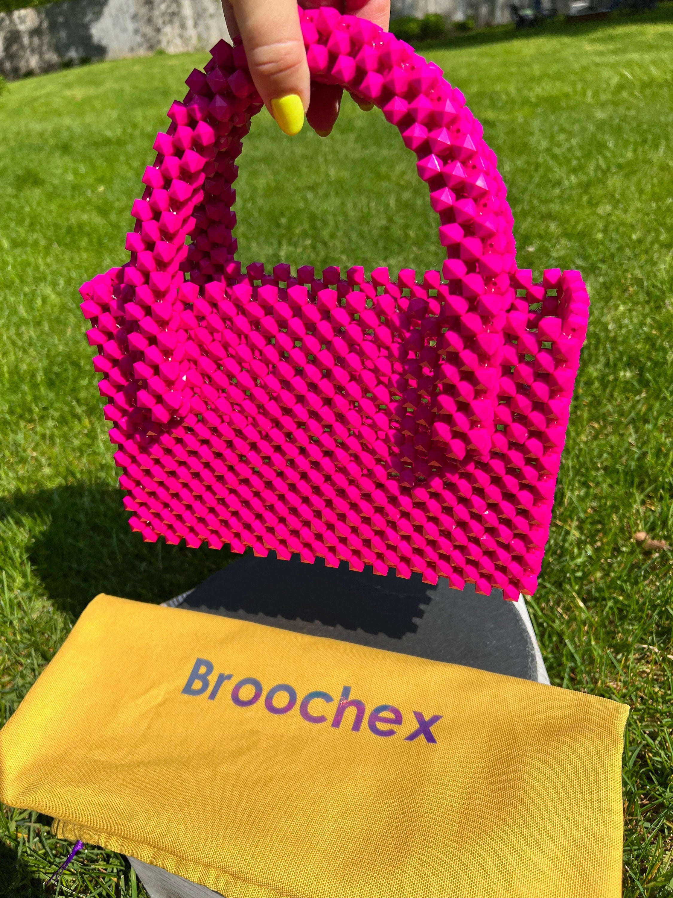 Acrylic Beaded Handwoven Handbag: Medium Summer Bag