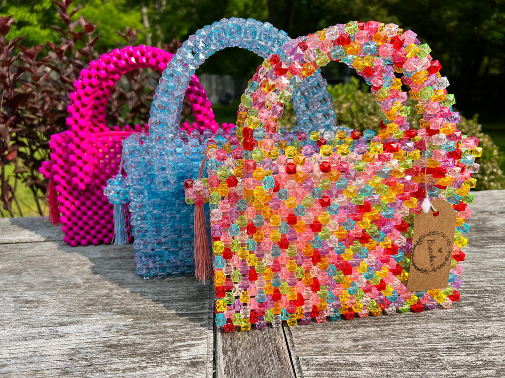 Acrylic Beaded Handwoven Handbag: Medium Summer Bag