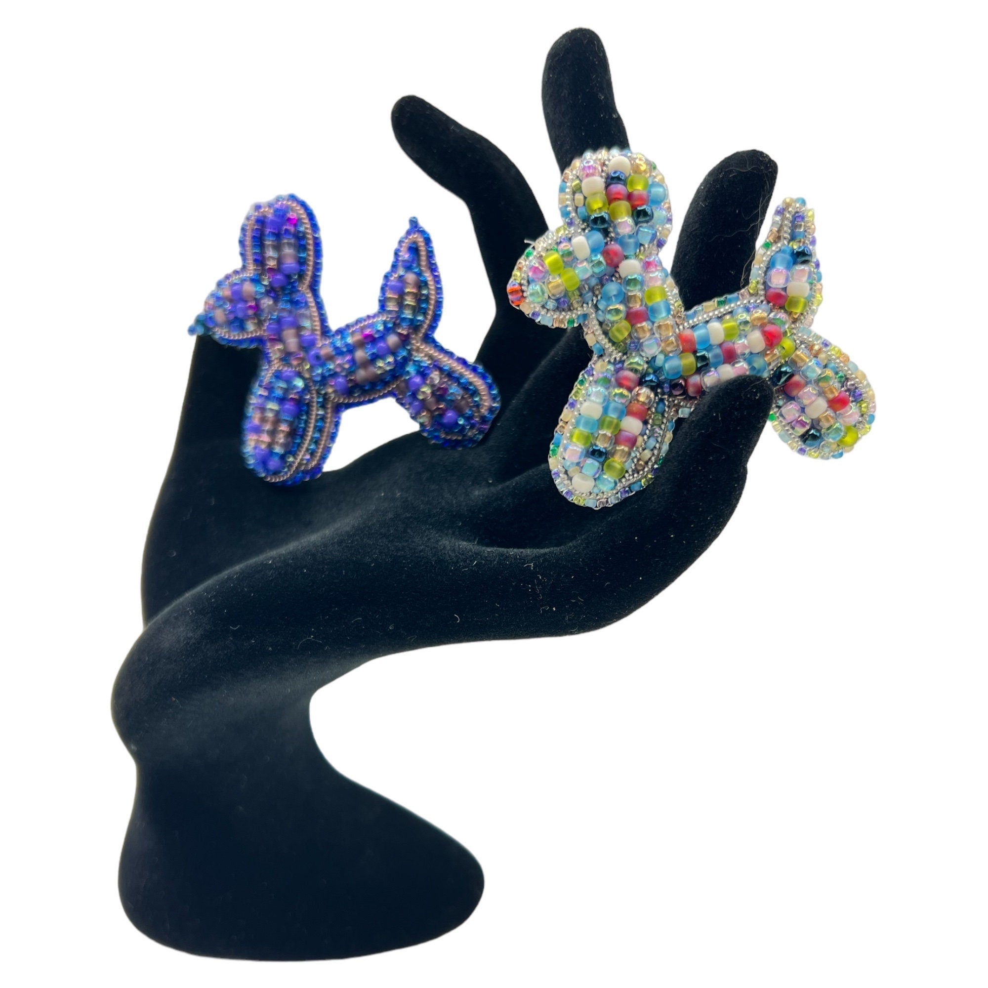 Beaded Balloon Dog Brooch: Czech Glass Crystal Pin