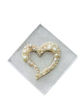 White Bliss: heart shaped freshwater pearl beads brooch/pin, pearl gift,