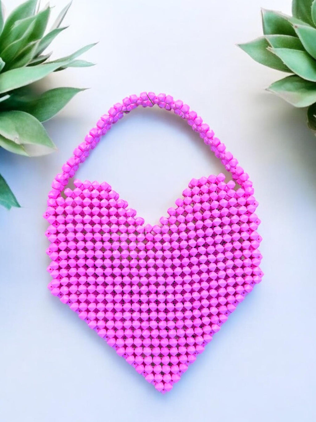 Pixel Heart Beaded Bag: Handcrafted Acrylic Purse