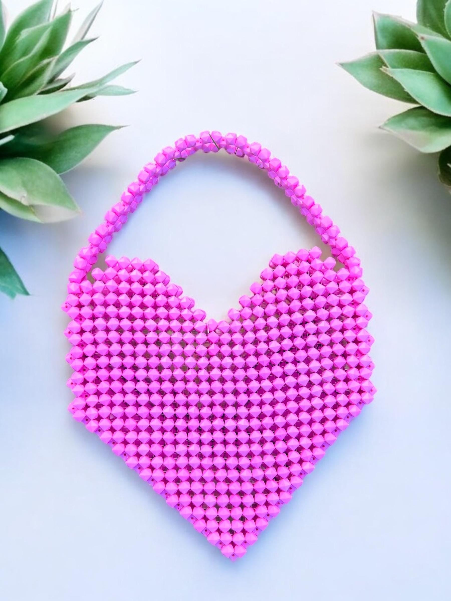 Pixel Heart Beaded Bag: Handcrafted Acrylic Purse