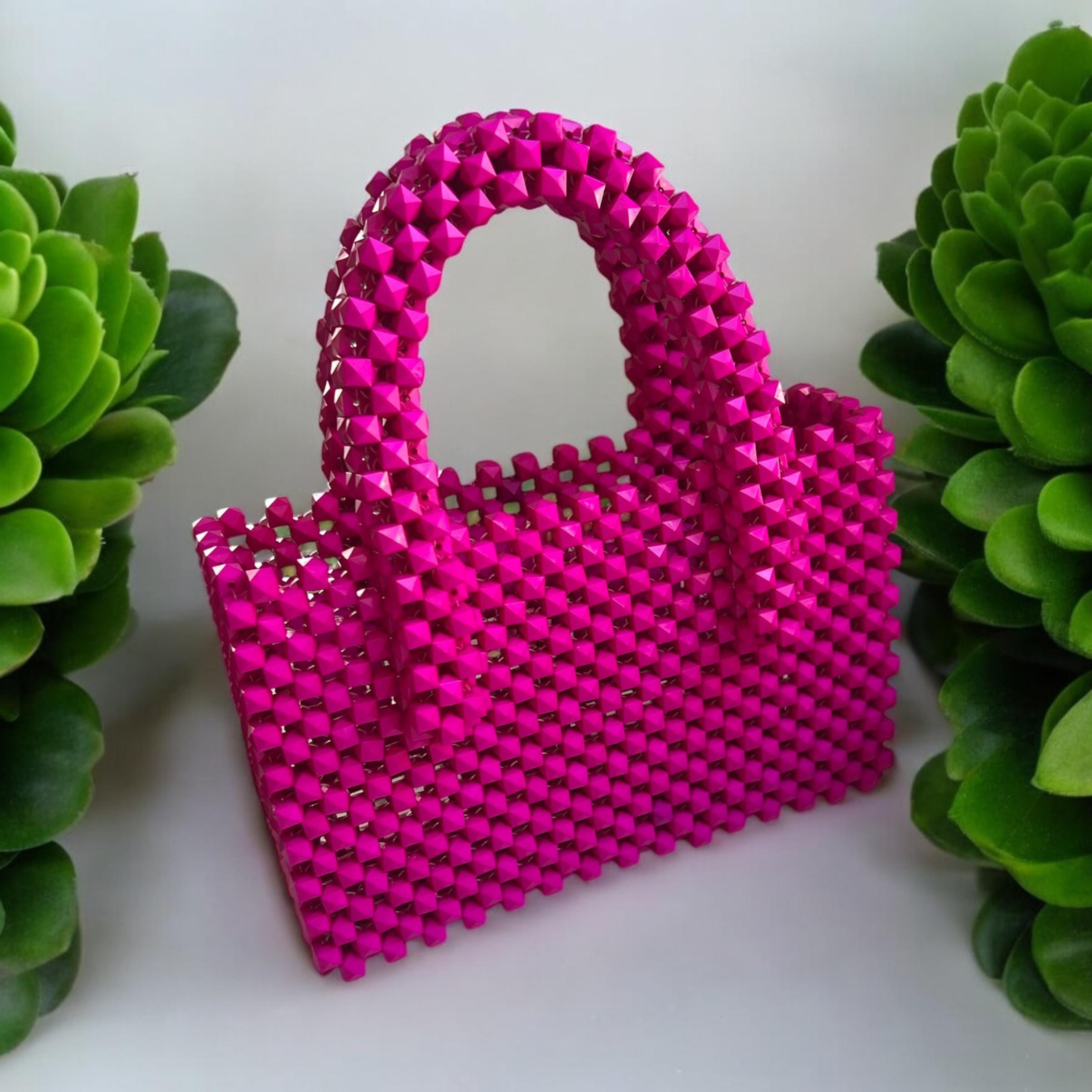 Acrylic Beaded Handwoven Handbag: Medium Summer Bag