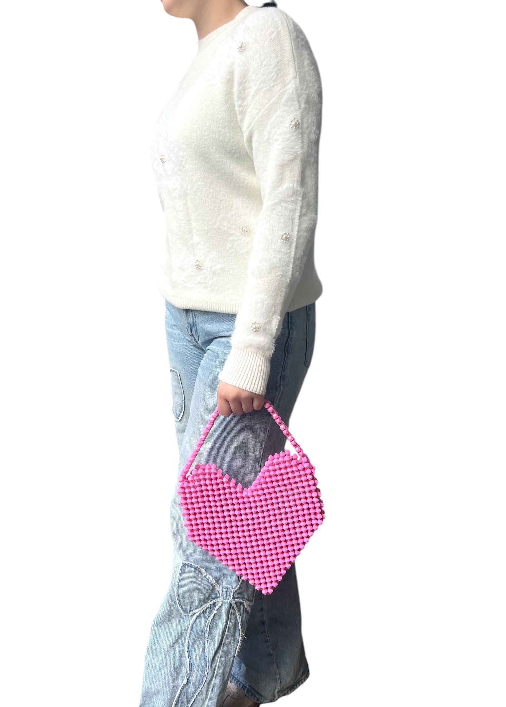 Pixel Heart Beaded Bag: Handcrafted Acrylic Purse