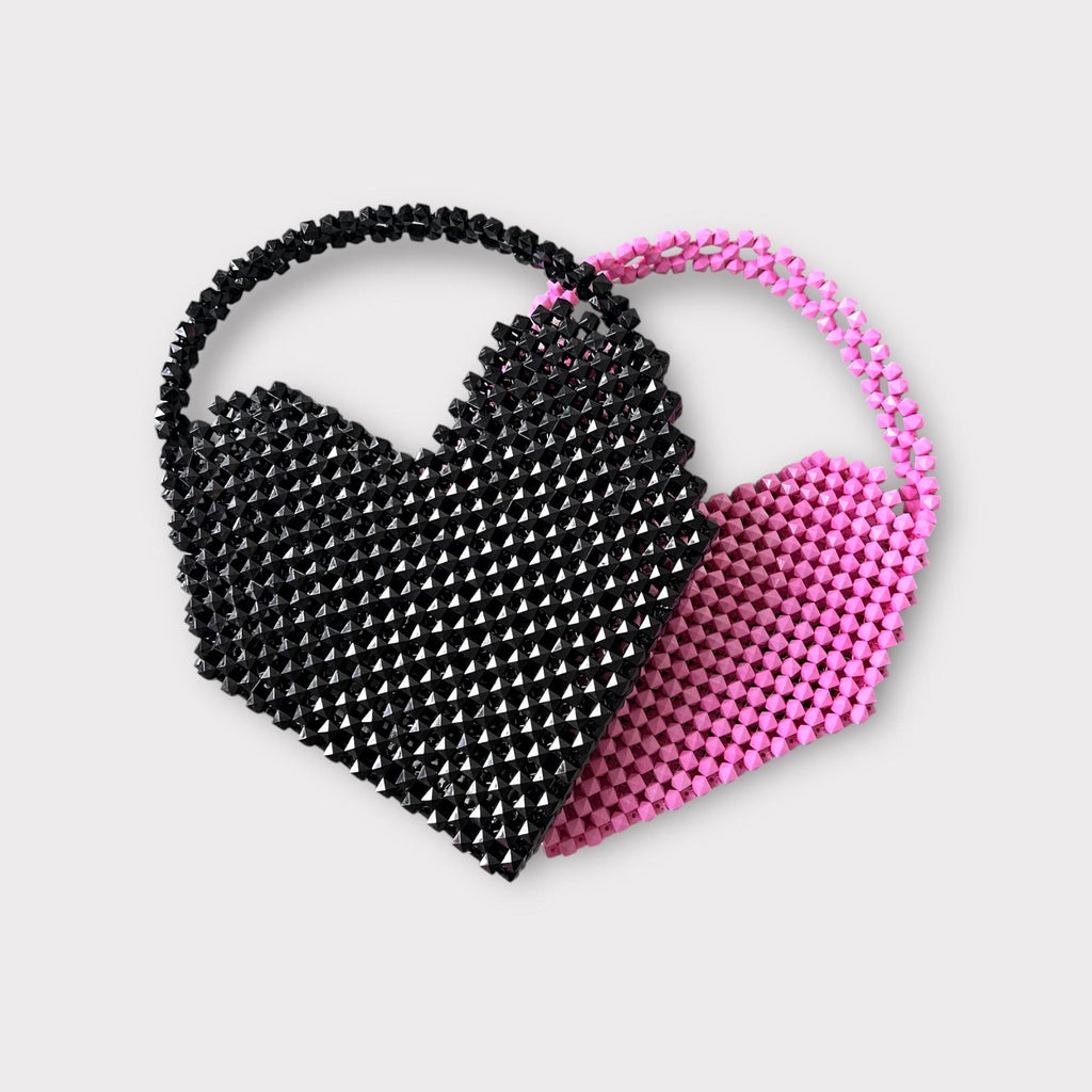 Pixel Heart Beaded Bag: Handcrafted Acrylic Purse