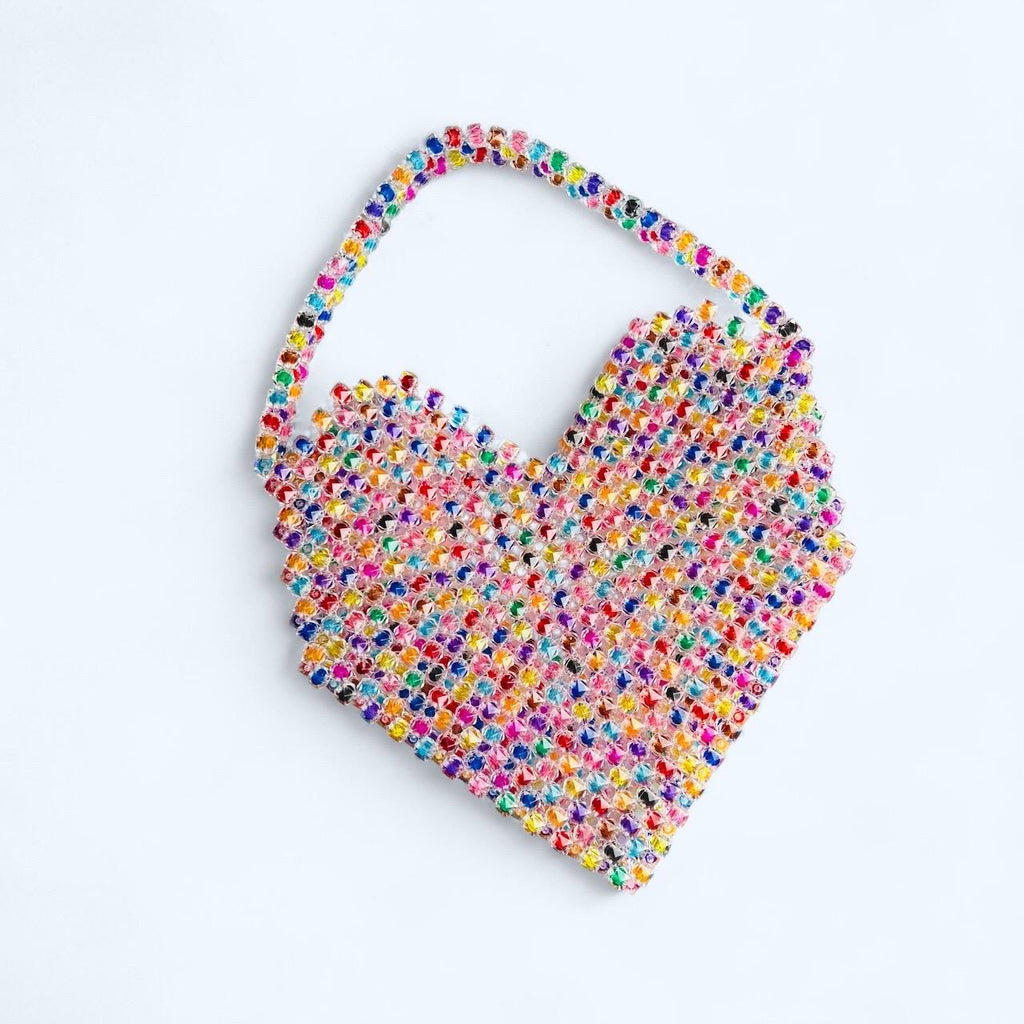 Pixel Heart Beaded Bag: Handcrafted Acrylic Purse