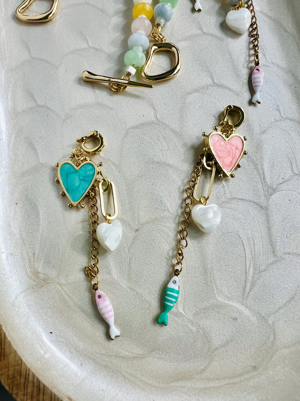 Candy waves collection: natural stone necklace with charms