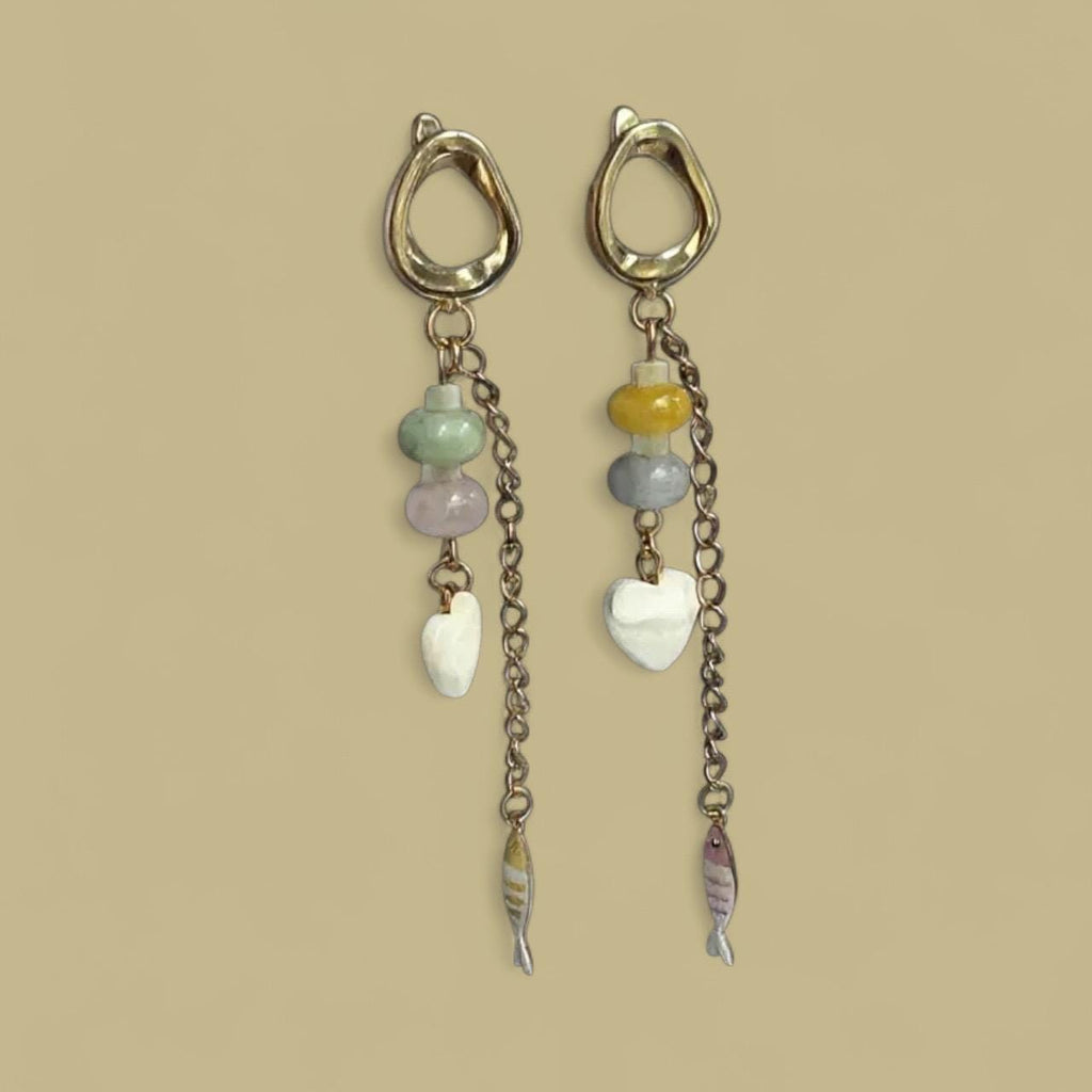 Candy waves collection: natural stone necklace with charms