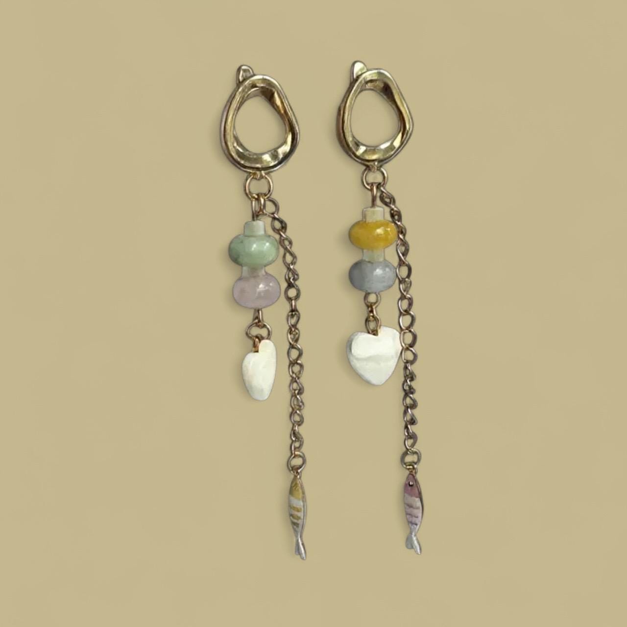 Candy waves collection: natural stone necklace with charms