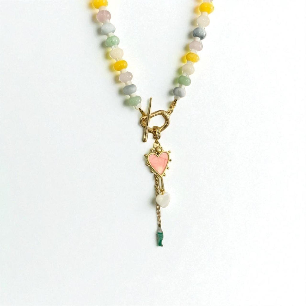 Candy waves collection: natural stone necklace with charms