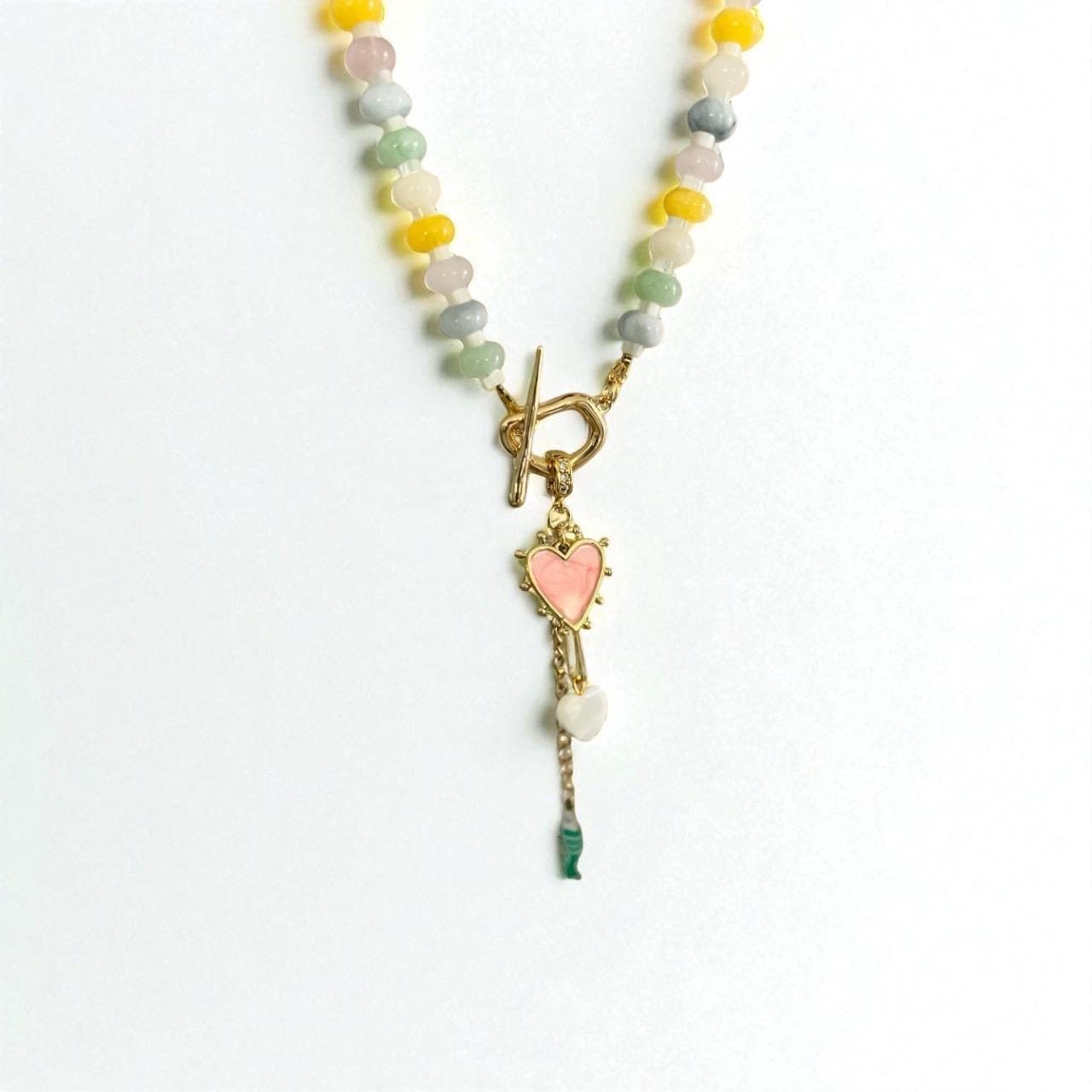Candy waves collection: natural stone necklace with charms