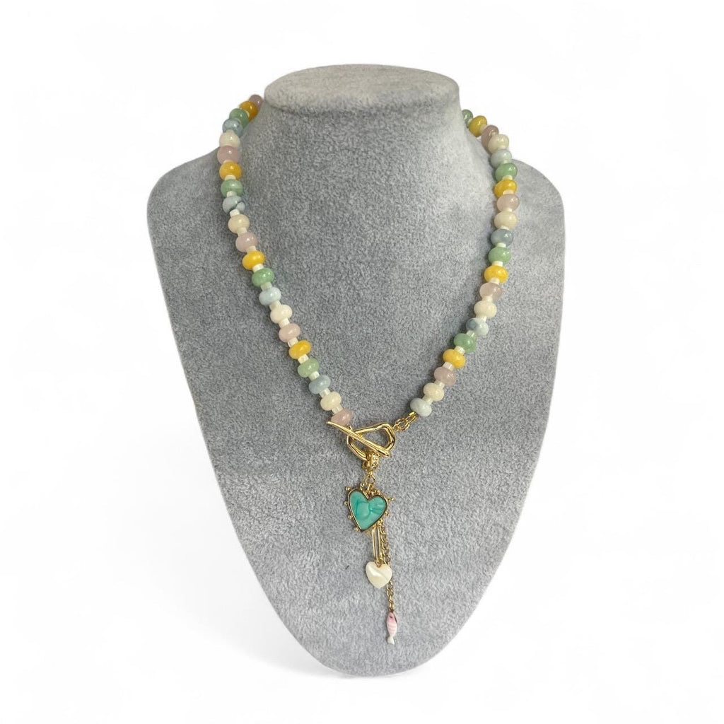 Candy waves collection: natural stone necklace with charms