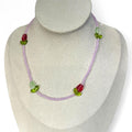 Glass Tulip Necklace – Dainty Flower Choker, Handmade Beaded Jewelry