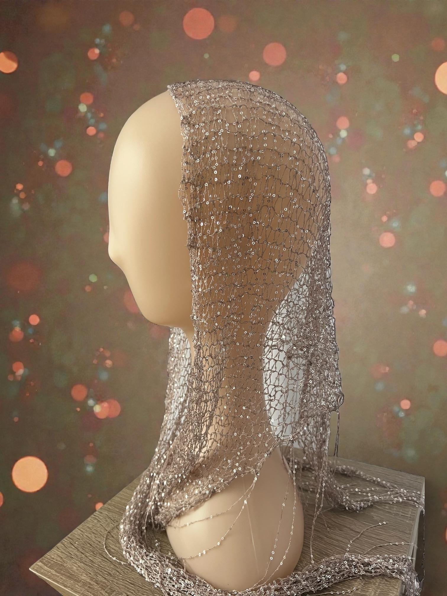 Shimmering Hand-knittedTriangle Shaw