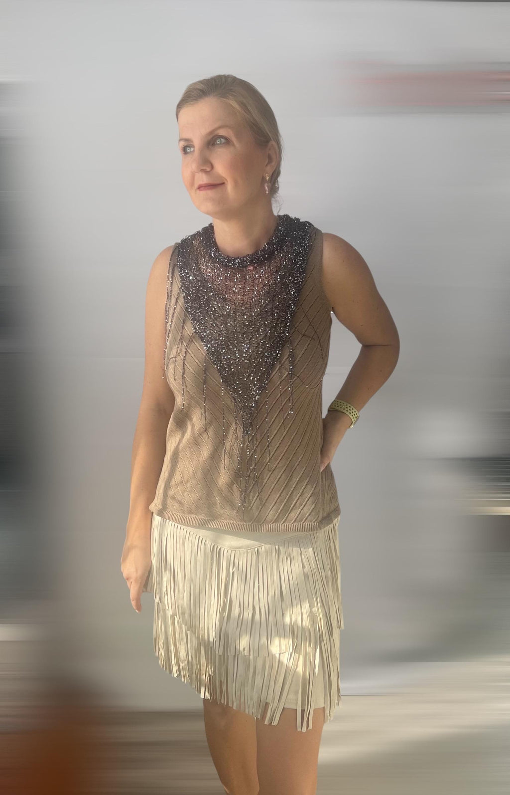 Shimmering Hand-knittedTriangle Shaw