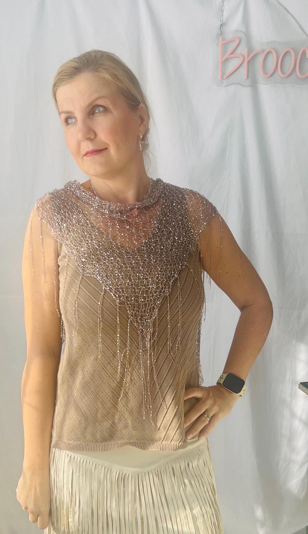 Shimmering Hand-knittedTriangle Shaw
