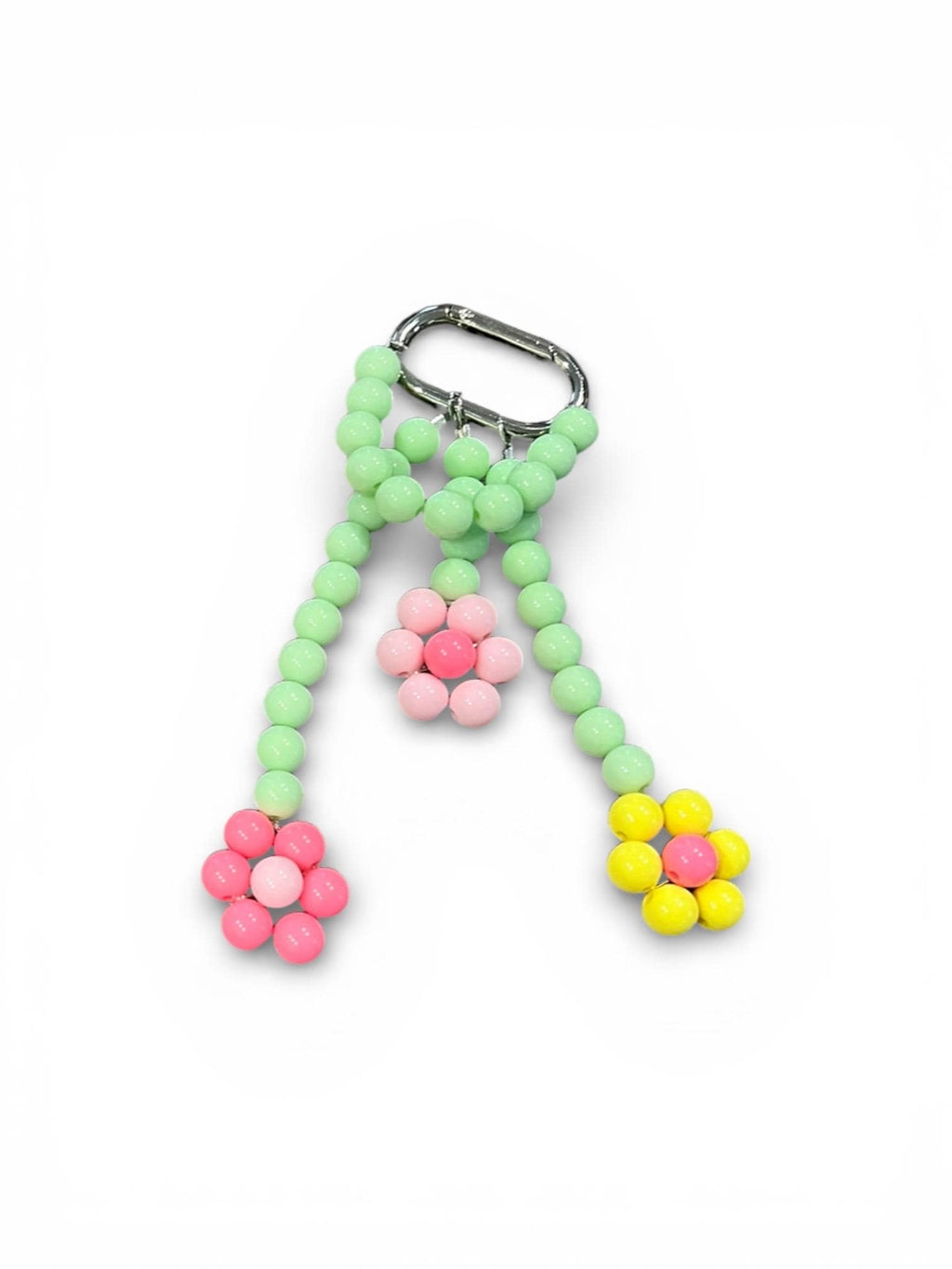 Personalized Acrylic Flower Bag Charm – Handmade Beaded Keychain Clasp