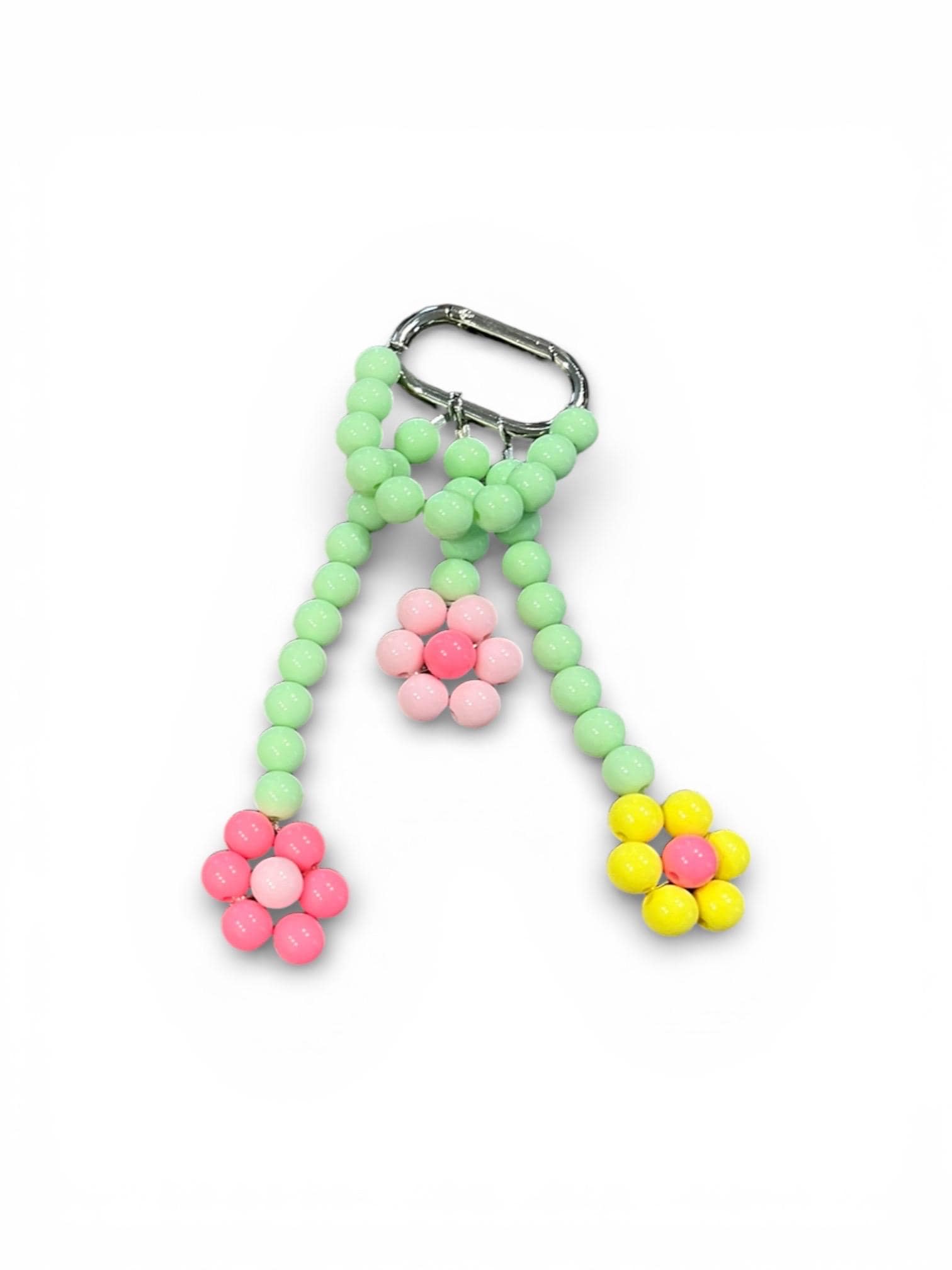 Personalized Acrylic Flower Bag Charm – Handmade Beaded Keychain Clasp