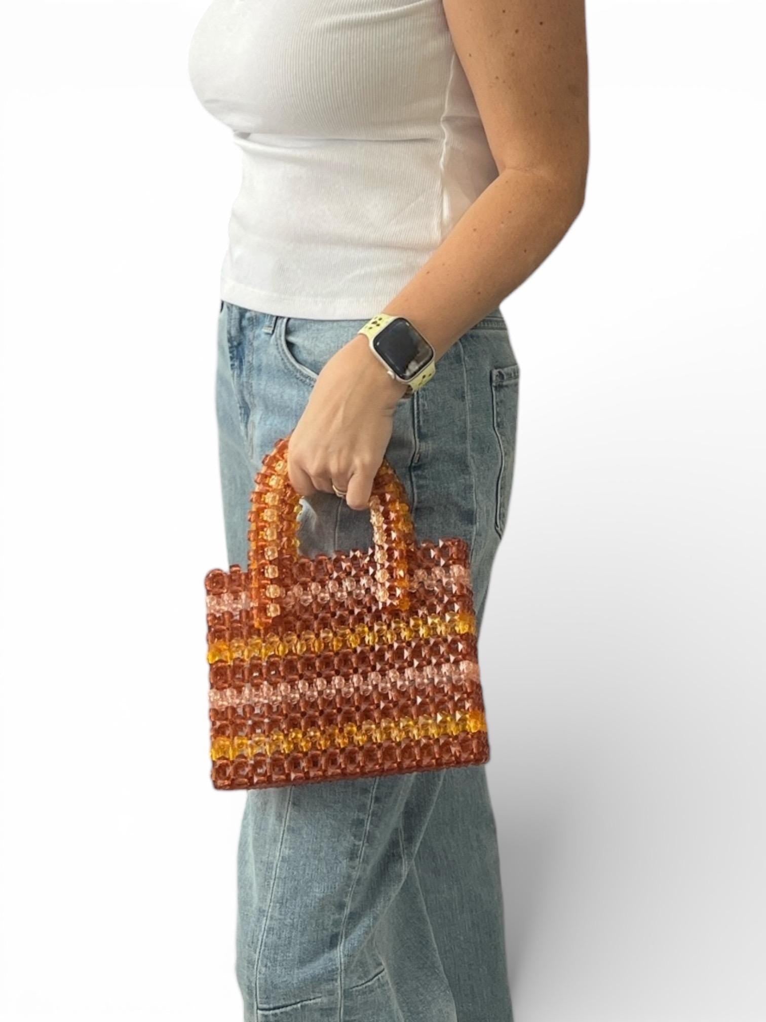 Acrylic Beaded Handwoven Handbag: Medium Summer Bag