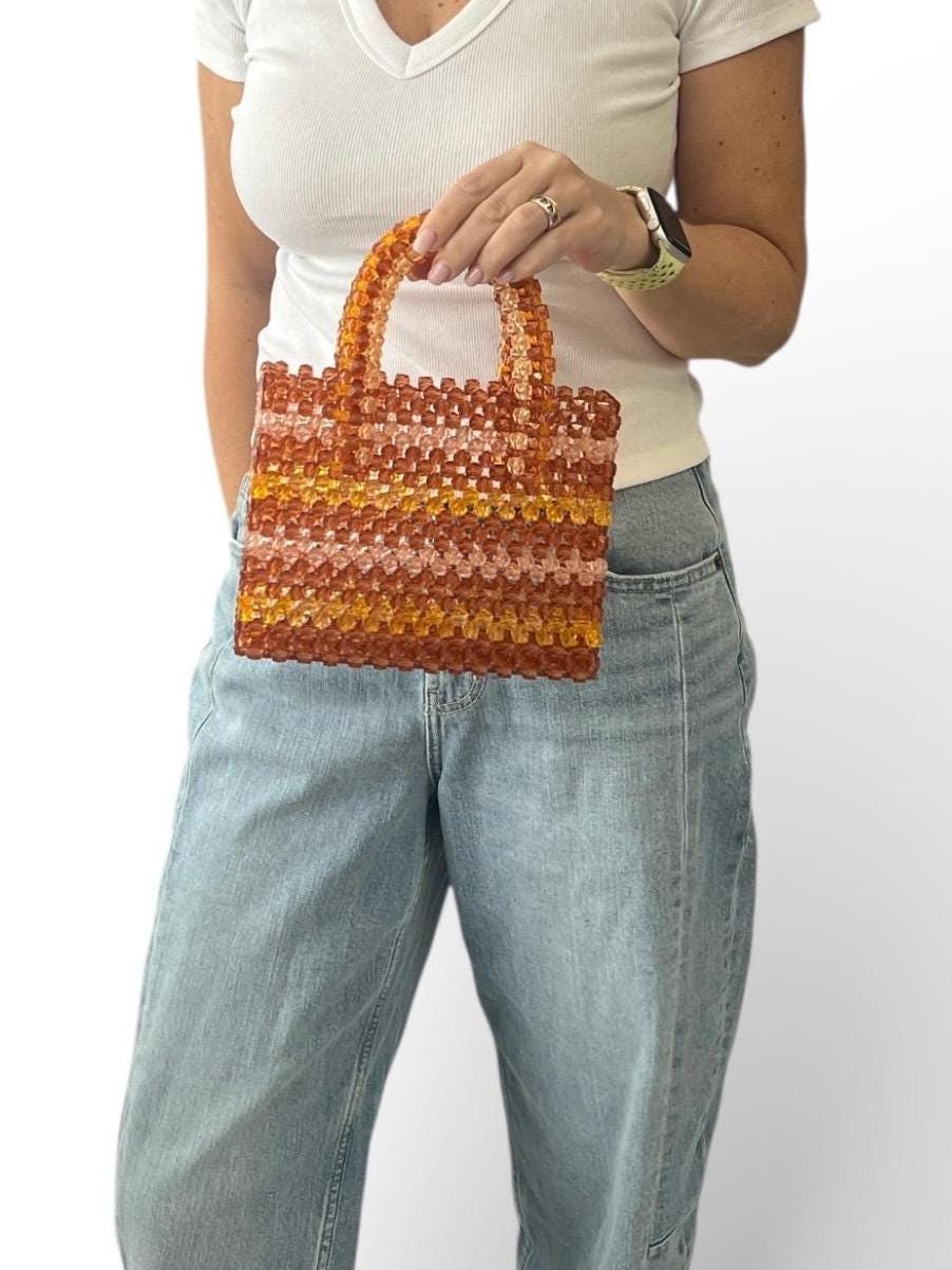 Acrylic Beaded Handwoven Handbag: Medium Summer Bag