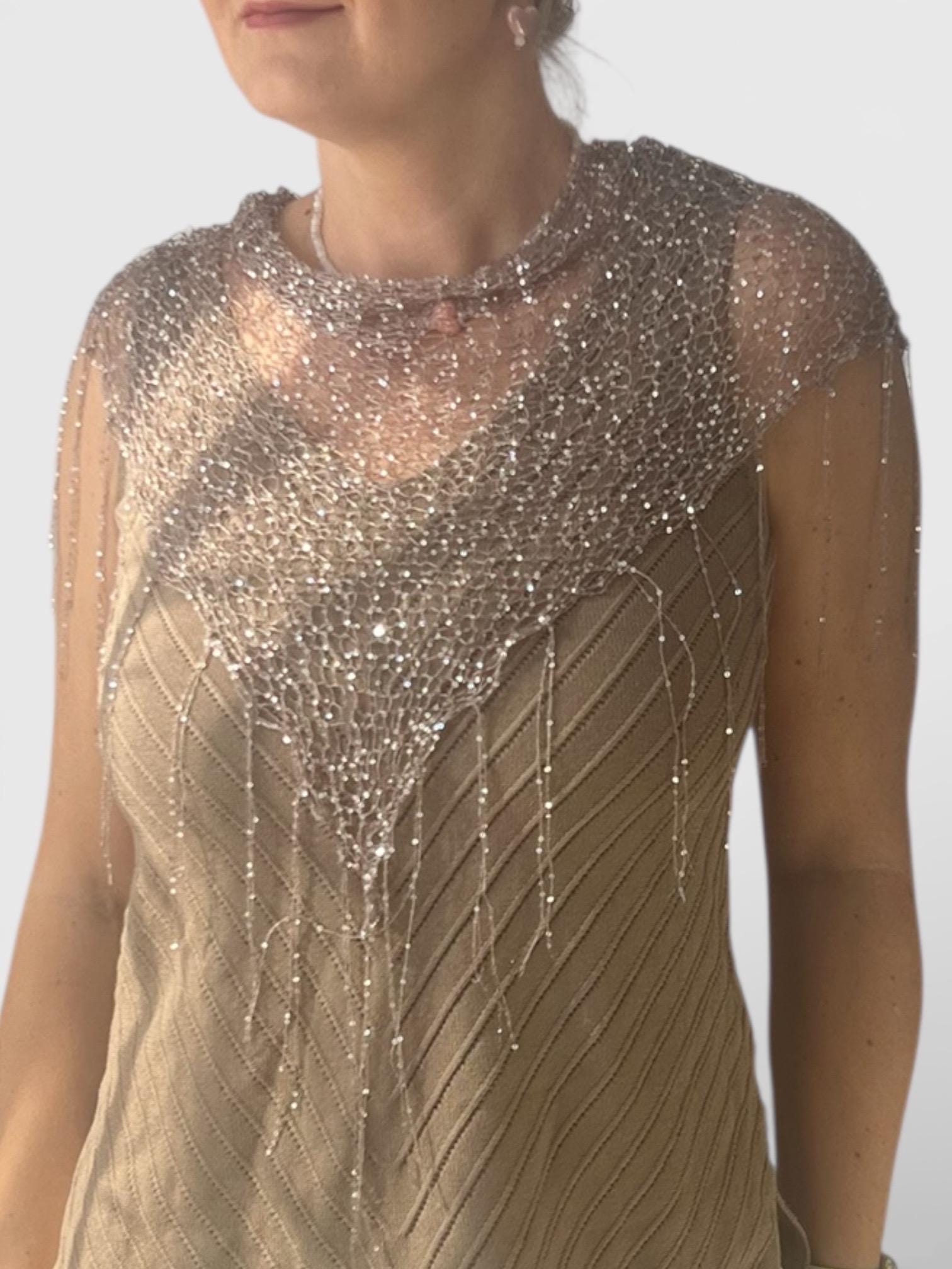 Shimmering Hand-knittedTriangle Shaw
