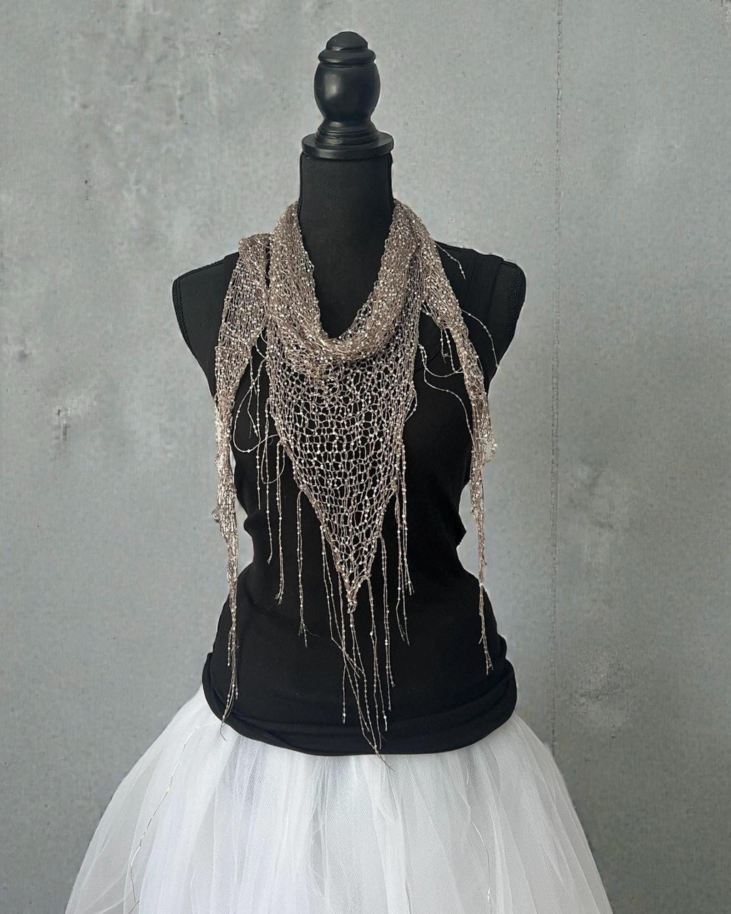Shimmering Hand-knittedTriangle Shaw