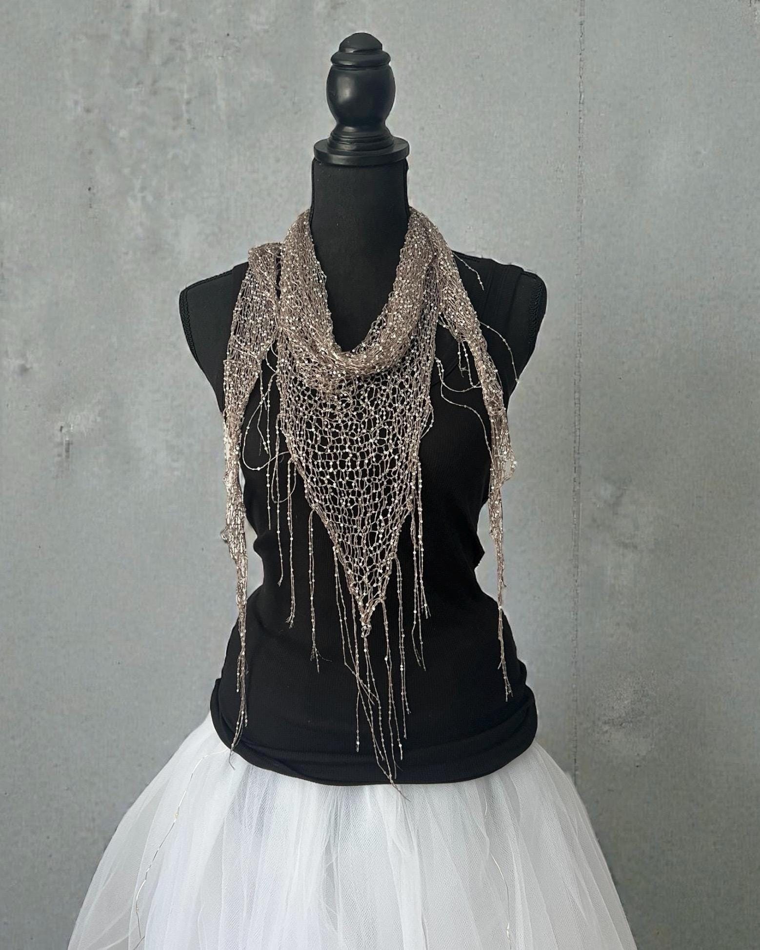 Shimmering Hand-knittedTriangle Shaw