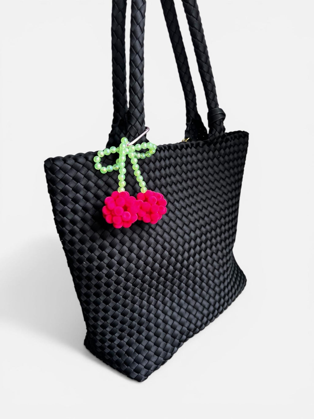 Summer Cherry Charm, Cute Beaded Keychain, Fun Bag Accessory