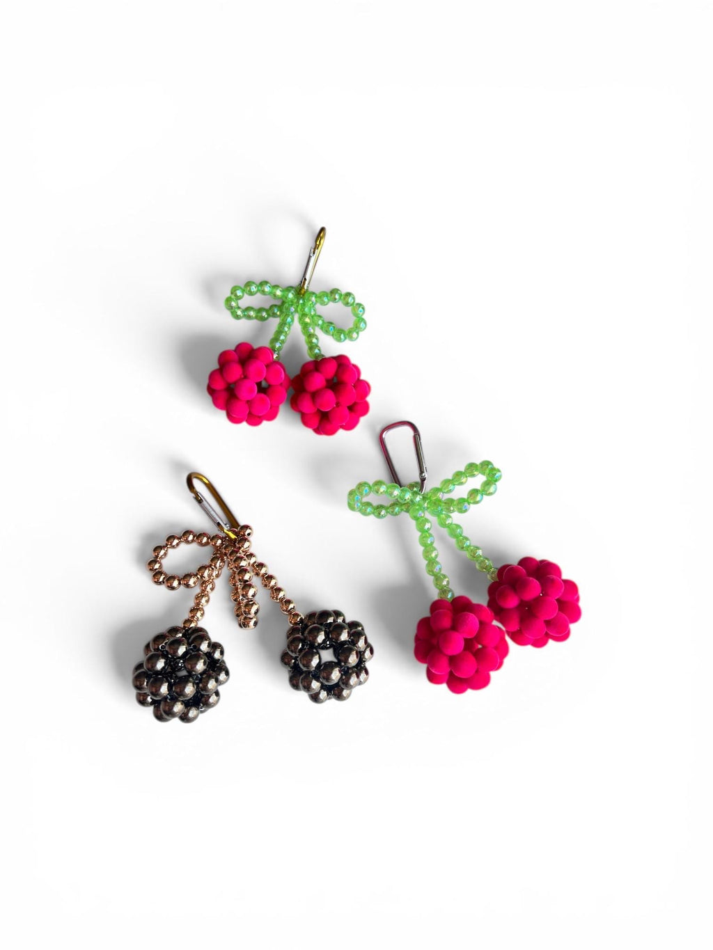 Summer Cherry Charm, Cute Beaded Keychain, Fun Bag Accessory