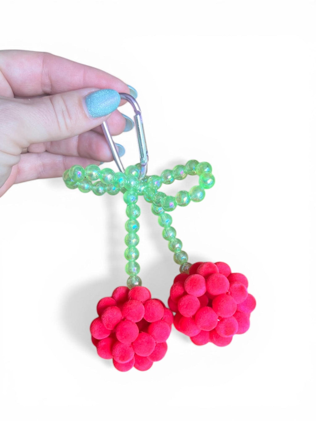 Summer Cherry Charm, Cute Beaded Keychain, Fun Bag Accessory