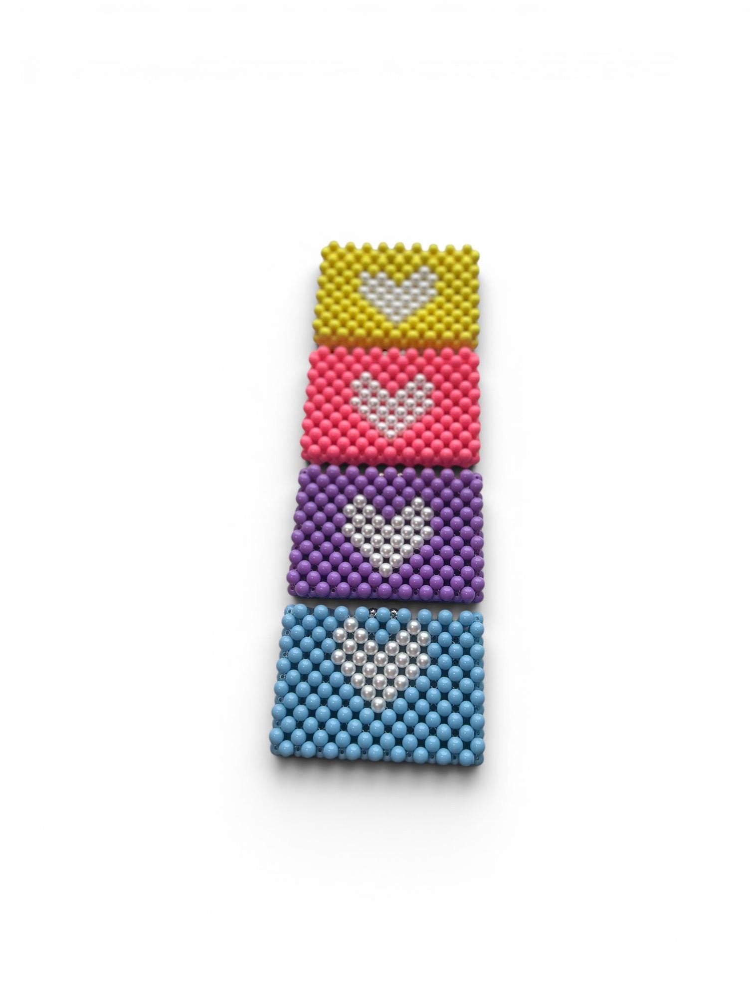 Colorful Beaded Pouch Wallet, Handmade Mini Bag with Magnetic Closure