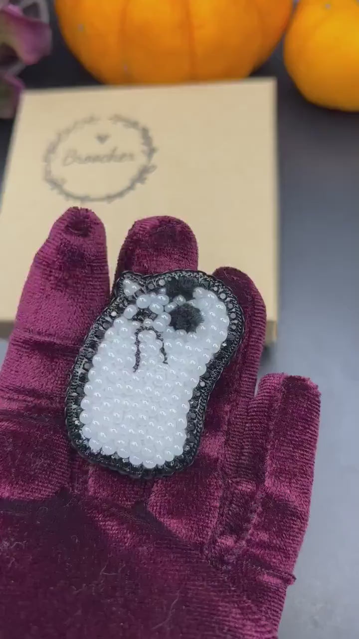 Handcrafted Ghost Brooch: Halloween Pin