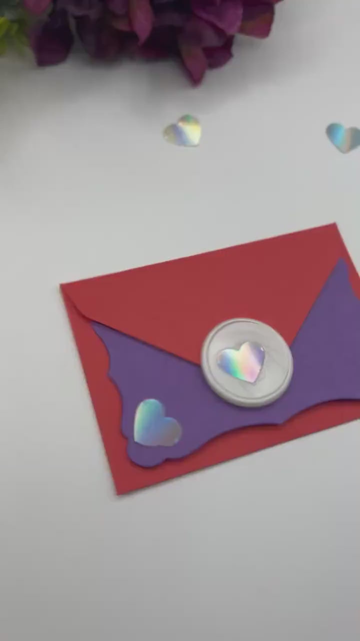 Holographic Heart Wax Seal Stickers, Gift Wrapping (12 pc)