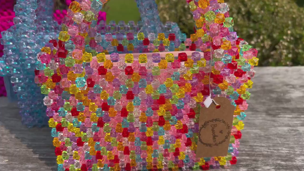 Acrylic Beaded Handwoven Handbag: Medium Summer Bag