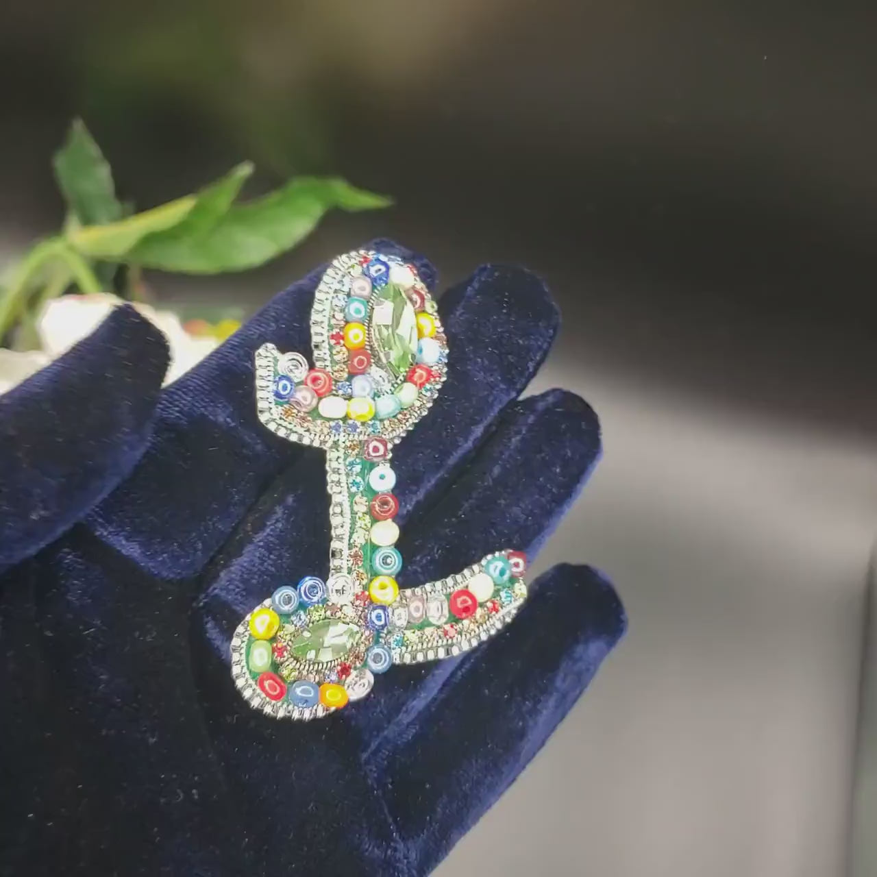 Handcrafted Letter L Brooch: Czech Glass Bead Name Pin
