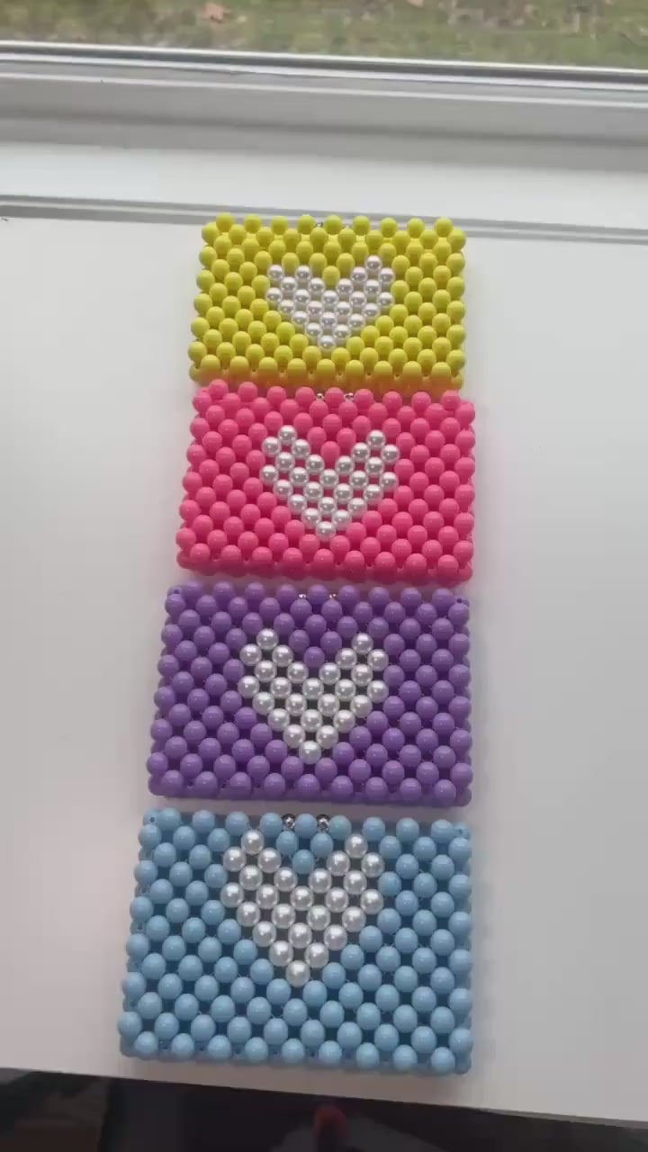 Colorful Beaded Pouch Wallet, Handmade Mini Bag with Magnetic Closure