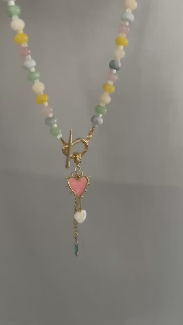 Candy waves collection: natural stone necklace with charms